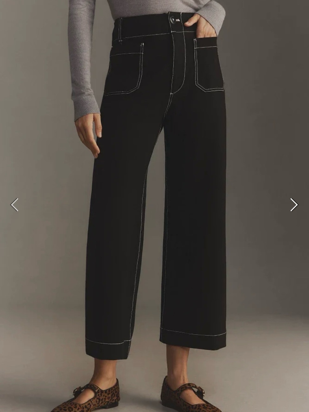 Bagatelle Black Wide Leg White Stitch Contrast Cropped Pant